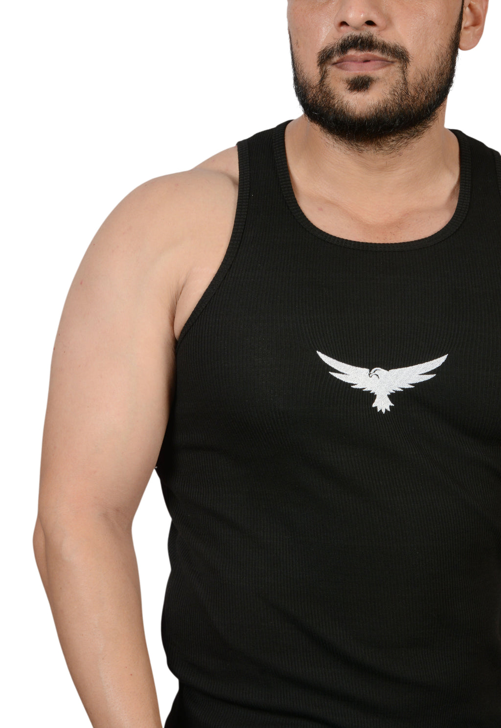 Modern Bird Ripped Gym Vest – Premium Cotton black