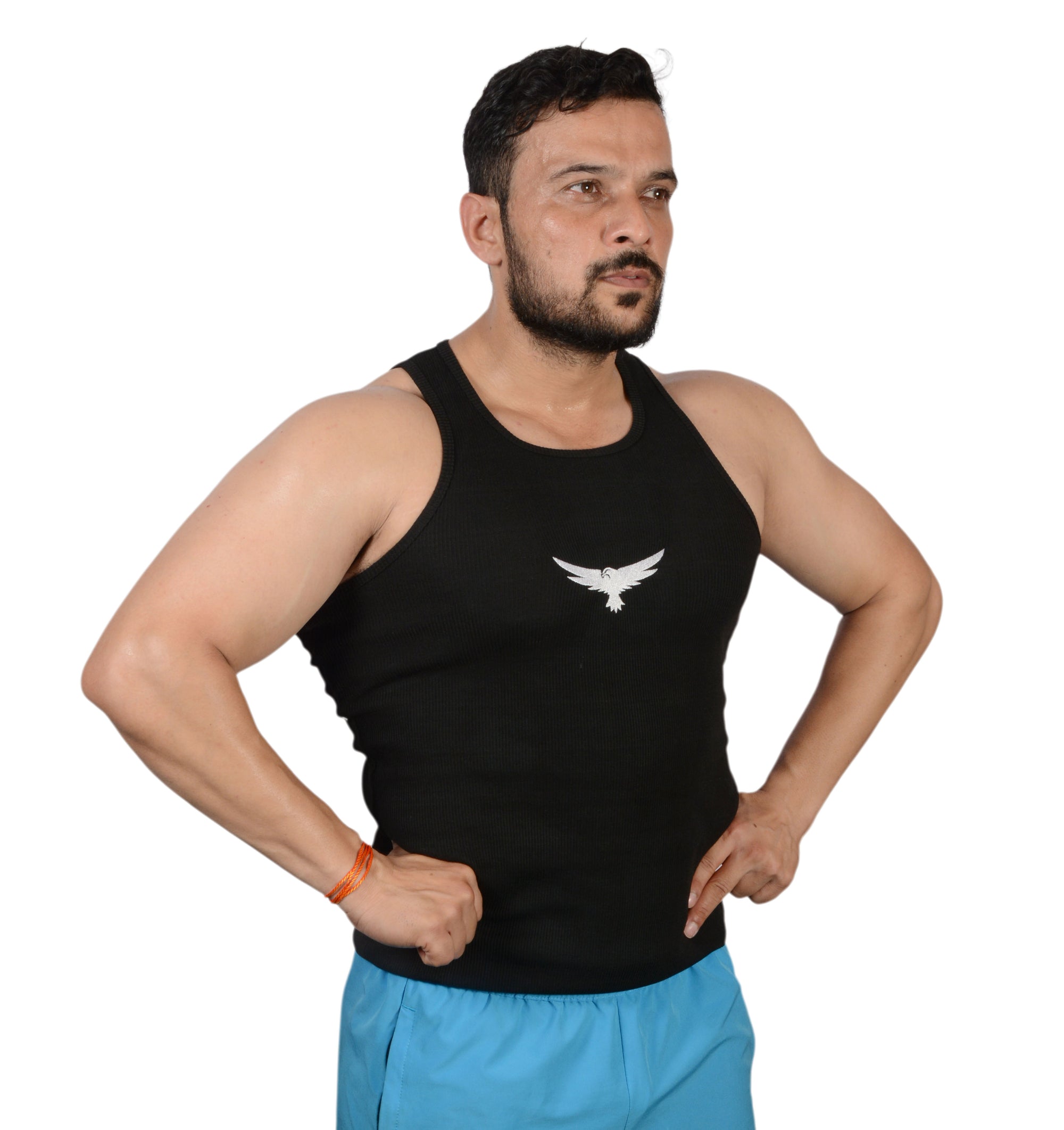 Modern Bird Ripped Gym Vest – Premium Cotton black