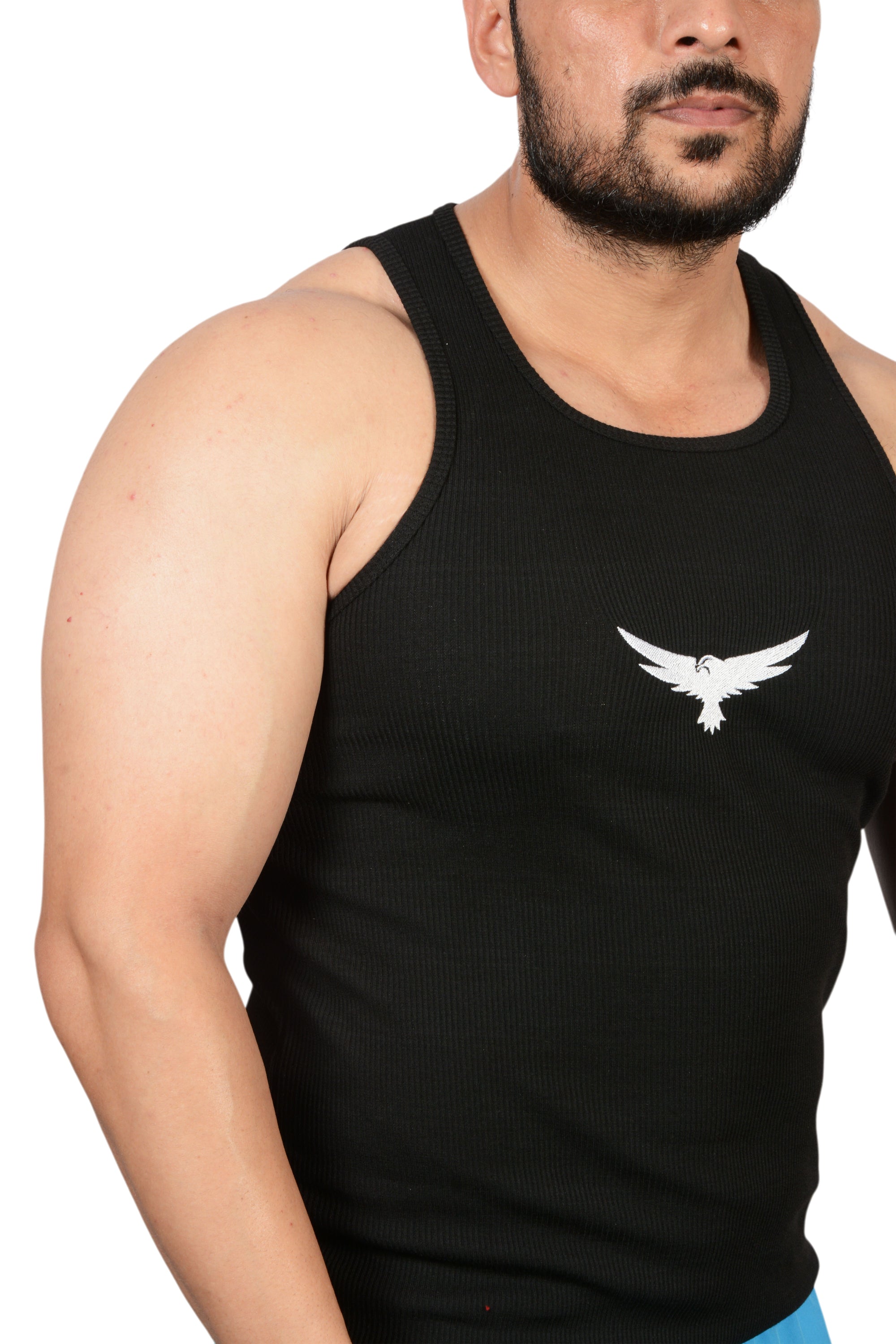 Modern Bird Ripped Gym Vest – Premium Cotton black