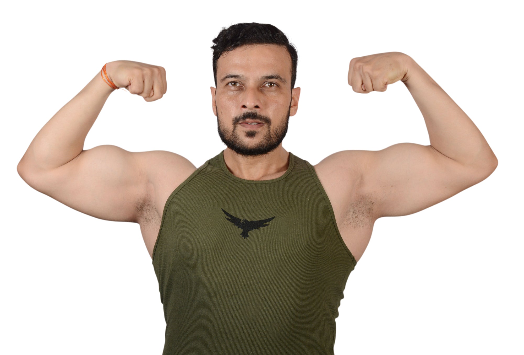 Modern Bird Cotton Ripped Gym Vest – Olive Green