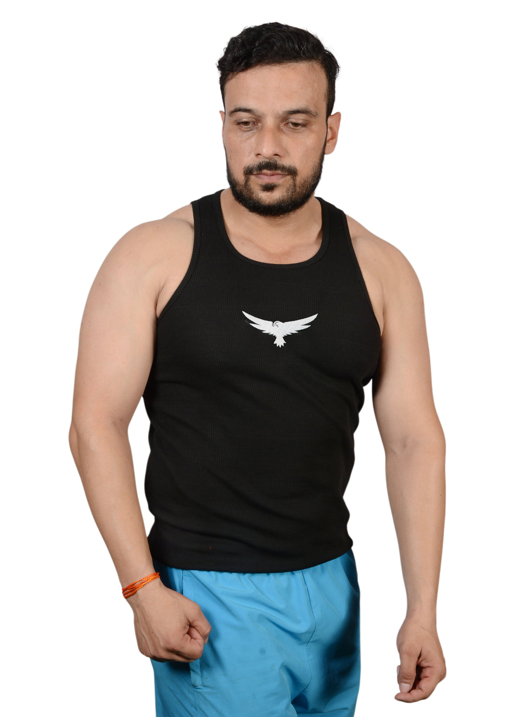 Modern Bird Ripped Gym Vest – Premium Cotton black