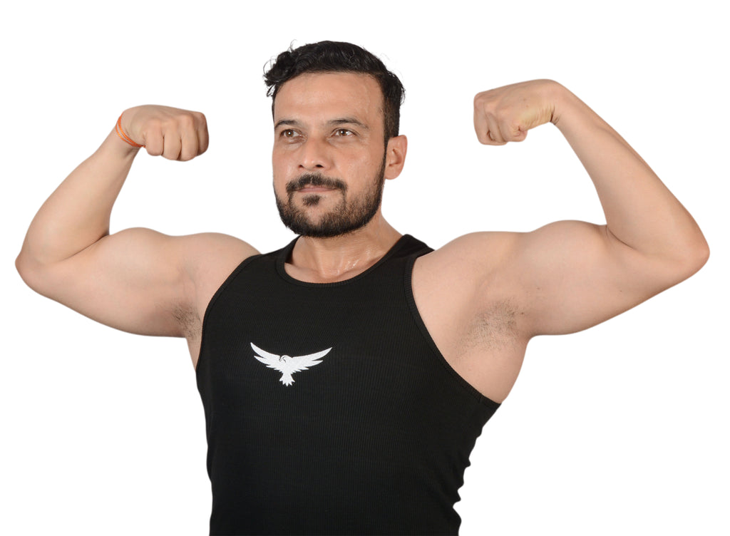 Modern Bird Ripped Gym Vest – Premium Cotton black